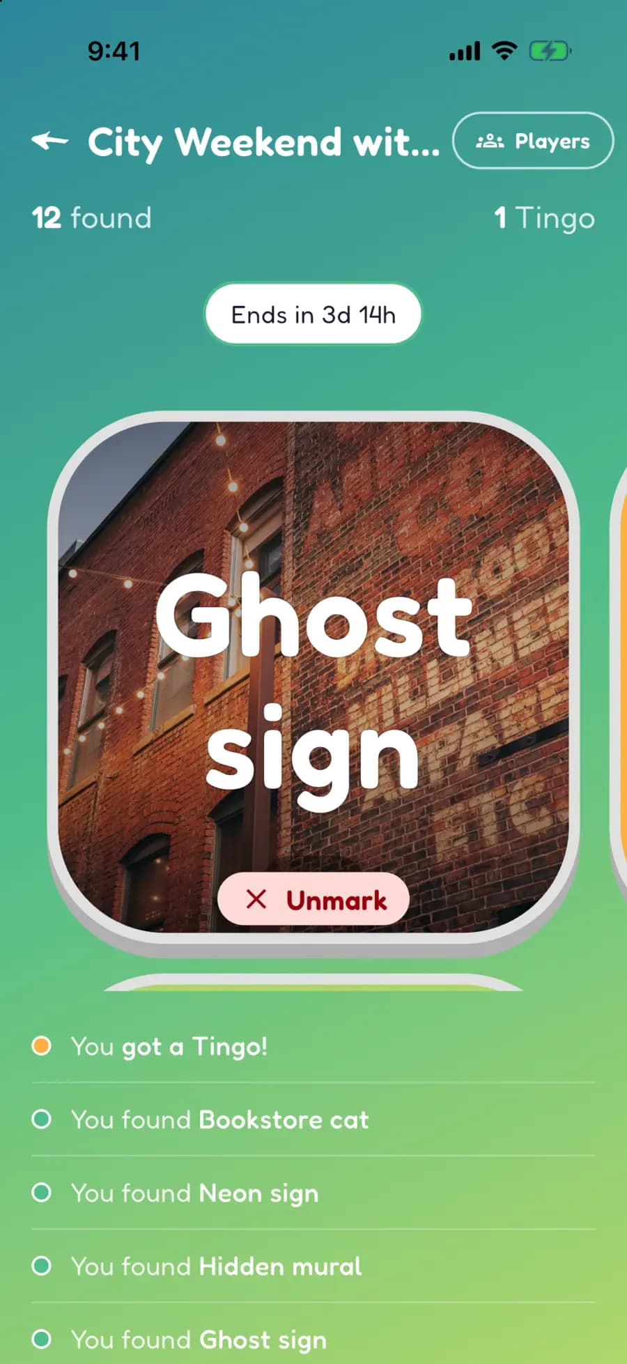 A city find marked with a photo of a faded ghost sign on a brick wall.